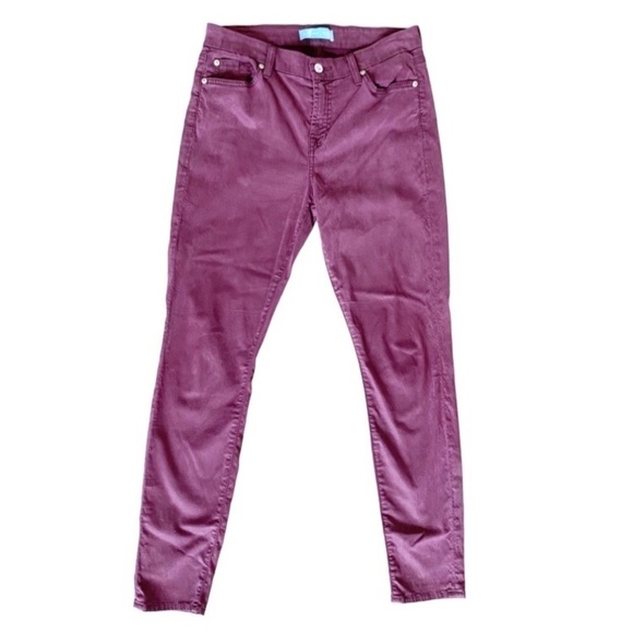 7 FOR ALL MANKIND Burgundy Blair Skinny Ankle Jeans - Picture 1 of 11
